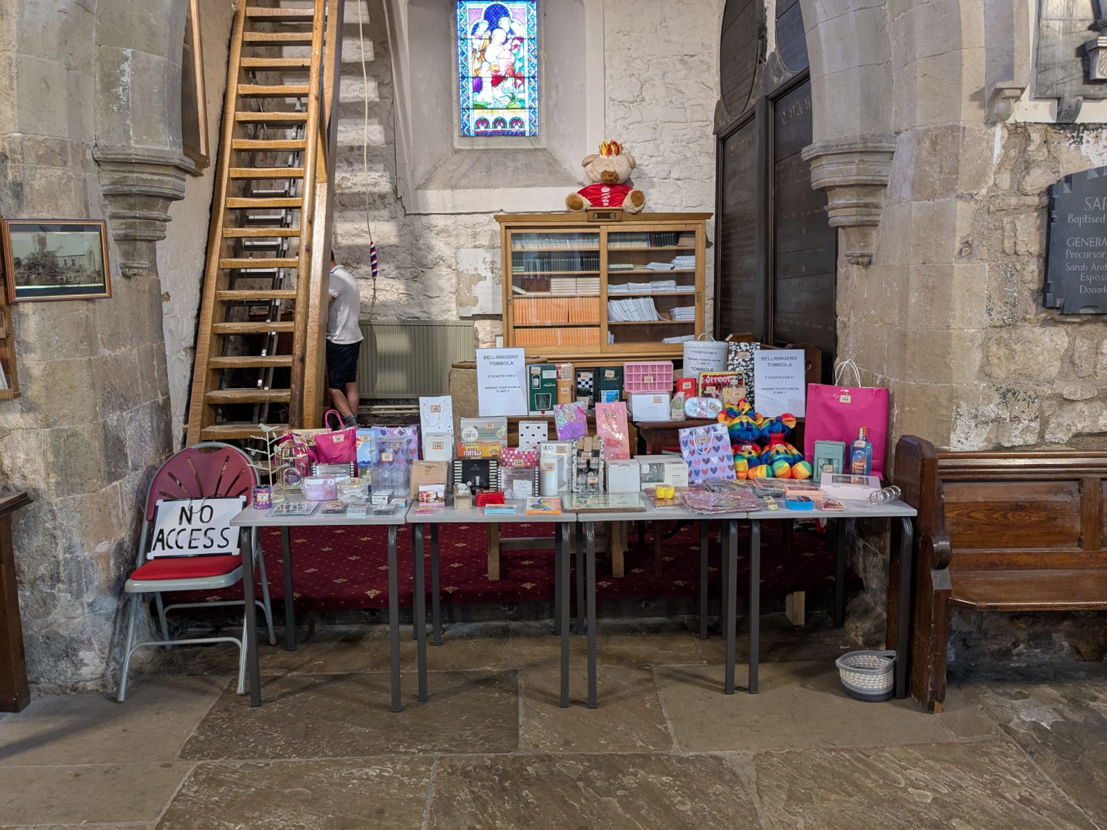 Prizes laid out on our tombola stall