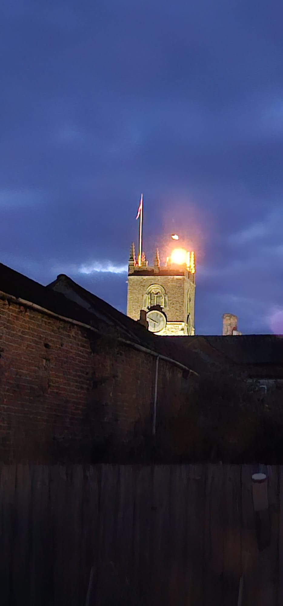 The beacon for VE Day on the tower