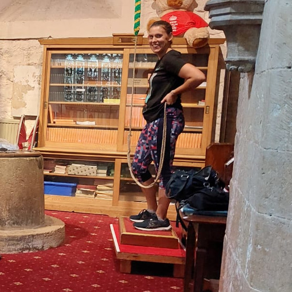 Assistant ringing master Siân Austin tolling for the passing of Queen Elizabeth II